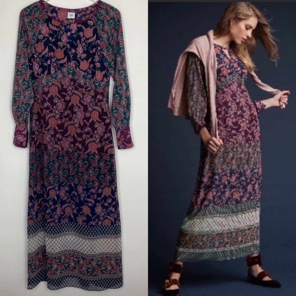 Cabi festive maxi dress patchwork floral size S